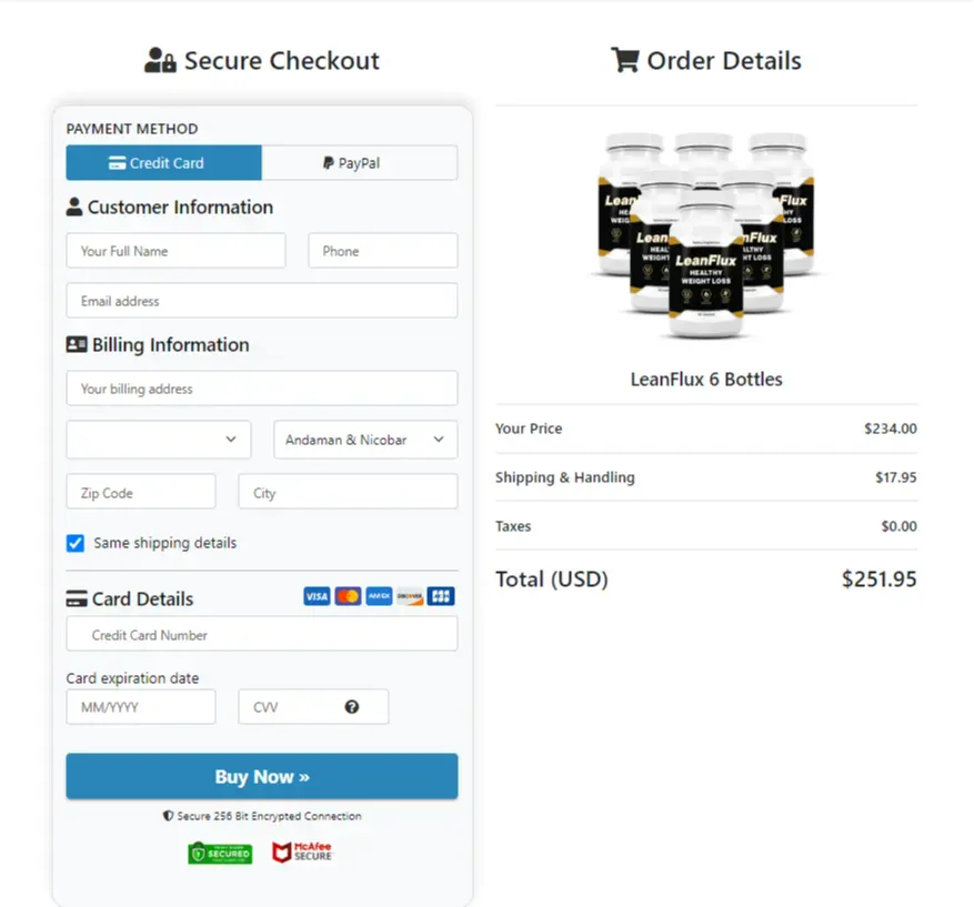 LeanFlux order form